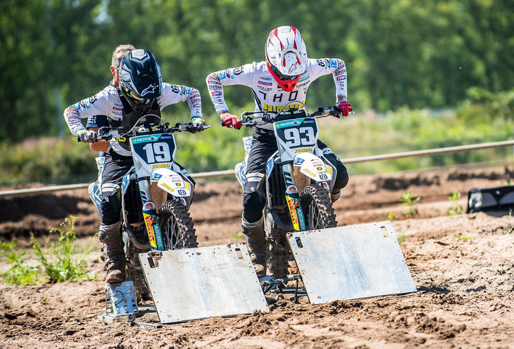 Two riders, one drop, on the TimingGate